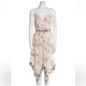 L'AGENCE Asymmetrical Snake Print Dress in Cream, pink and Brown